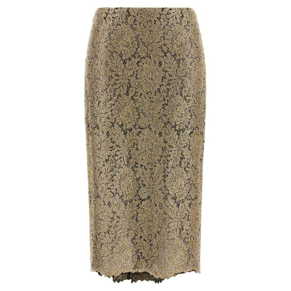Ermanno Scervino Gold Polyester Midi Women's Skirt